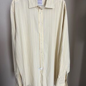 Elegant Men's Yellow Striped Dress Shirt